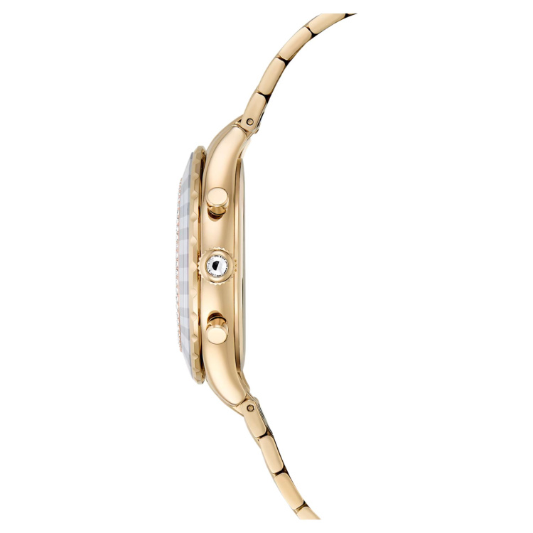 Octea chrono watch Swiss Made, Metal bracelet, Gold tone, Champagne gold-tone finish